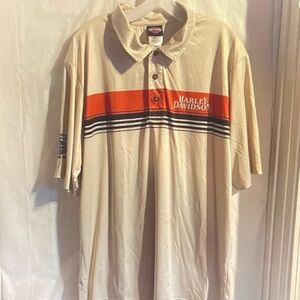 Harley-Davidson Men's Beige and Orange Polo